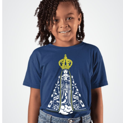 Camiseta Infantil Nossa Senhora Aparecida Azul
