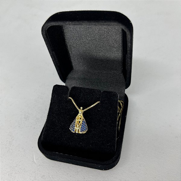 Colar Nossa Senhora Aparecida Dupla Face Cravejado