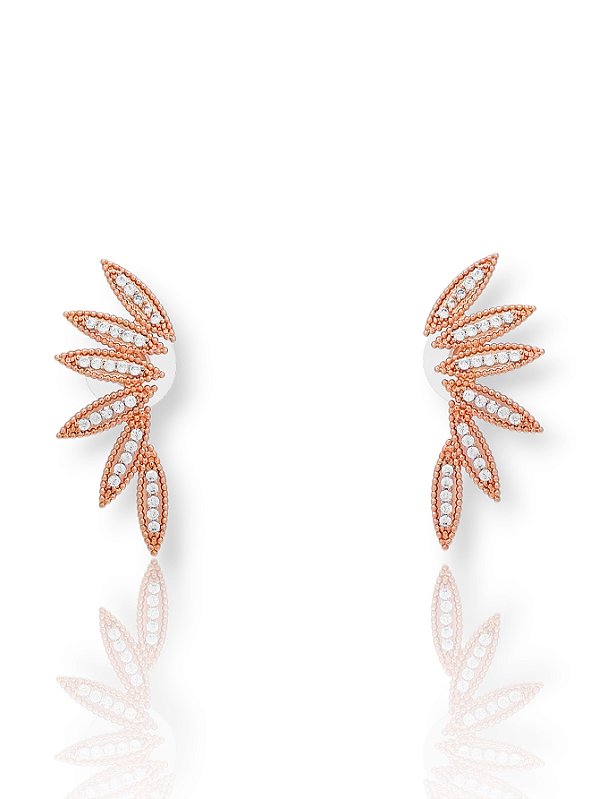 Brinco Semijoia Folha Cintilante Banhado a Ouro