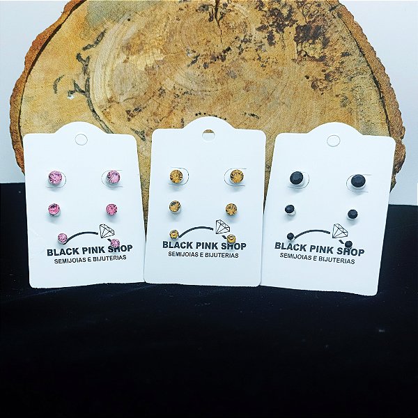 Brinco Ponto de Luz em Ródio — Kit Cores Clássicas