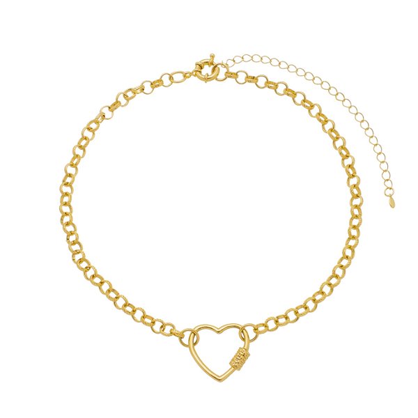 Choker Elo Português Coração Banhado a Ouro 18K