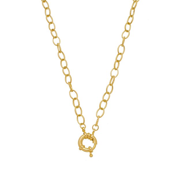 Colar Elo Português Detalhe Fecho Boia Banhado a Ouro 18k