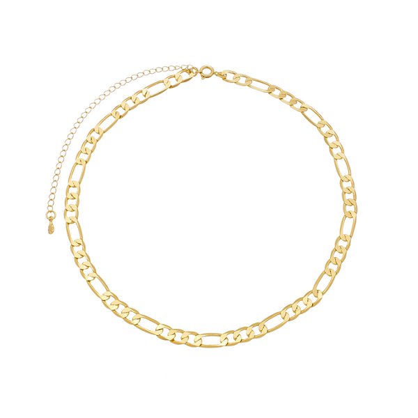 Choker Fígaro Grossa Banhado a Ouro 18K