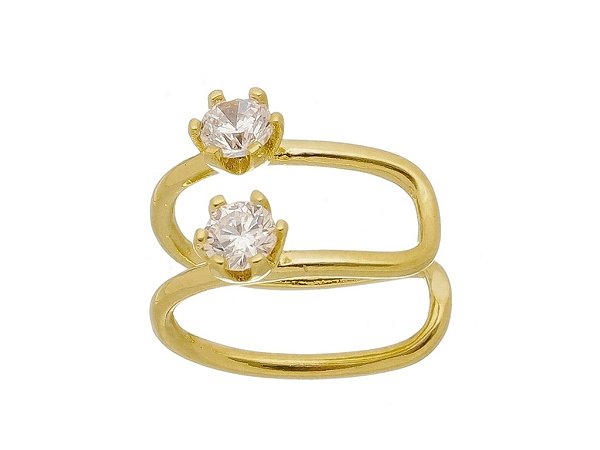 Piercing Fake Feminino Duplo Ponto Luz Banhado a Ouro 18K