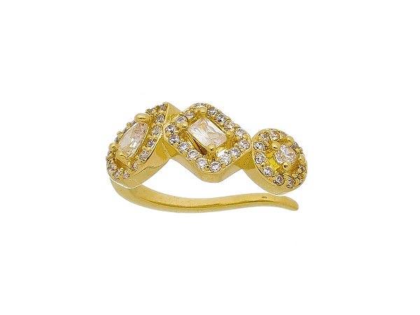 Piercing Fake Feminino Formas Cravejado Banhado a Ouro 18K