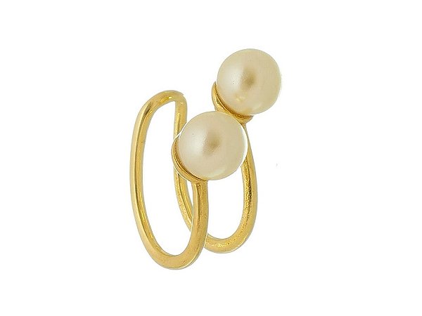 Piercing Fake Duplo Pérola Banhado a Ouro 18K