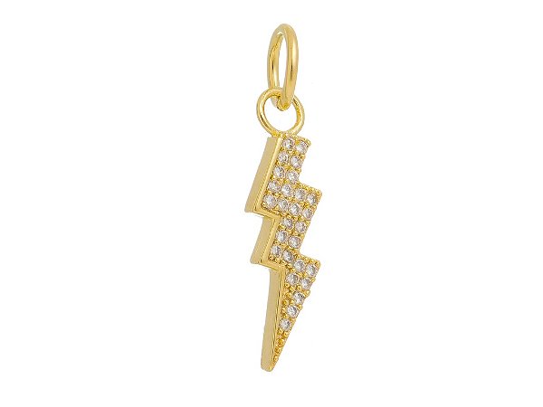 Pingente Feminino Raio Cravejado P Banhado a Ouro 18K