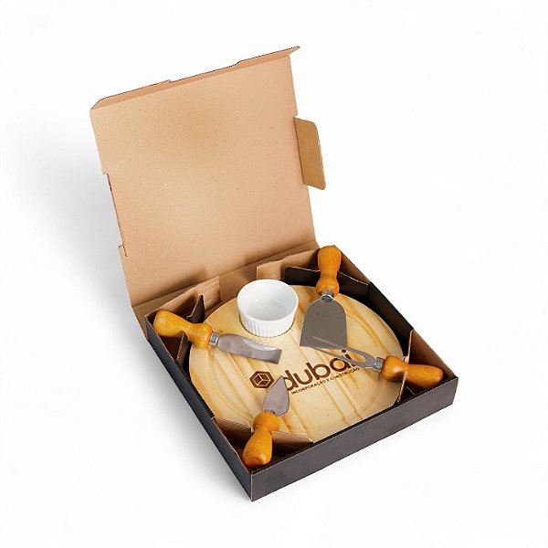 Conjunto Tábua De Queijo e Frios Com Jogo de 4 Peças spátulas e Ramequim