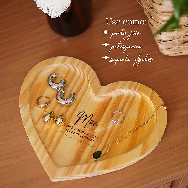Porta Joia/Petisqueira Coração Personalizado dia das Mães