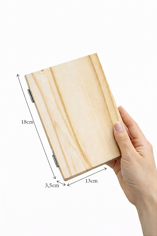 Porta Retrato Dobrável em Madeira Pinus com Espaço Personalizável