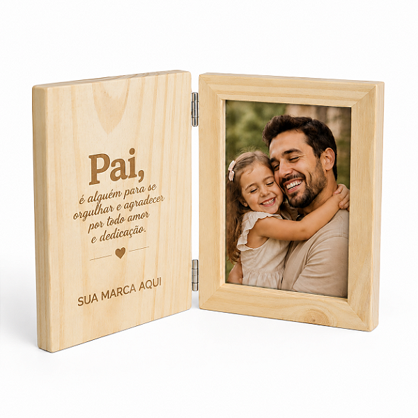 Porta Retrato Dobrável em Madeira Pinus Personalizado