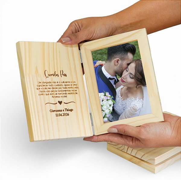 Porta Retrato Personalizado 10x15 Dobrável Convite de Casamento