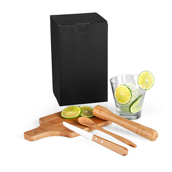 Kit para Caipirinha em Bambu 5 Peças Personalizado a Laser