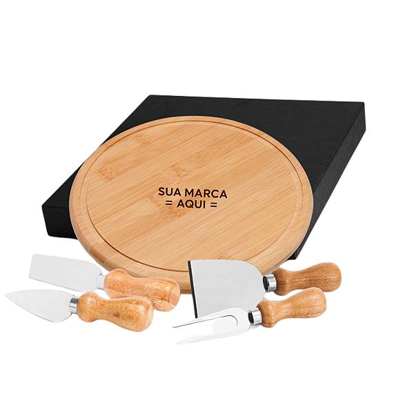 Conjunto para Queijos em Bambu Personalizado a Laser
