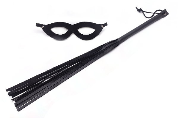 KIT TIAZINHA CHICOTE PRETO 35cm e MÁSCARA LINHA SADO - 904