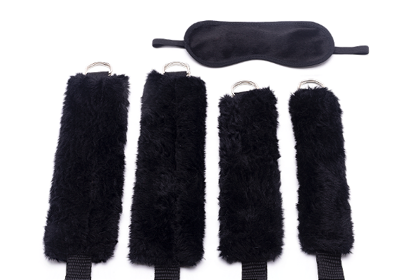 KIT BONDAGEM PRETO 4 AMARRAS E 1 VENDA - 908