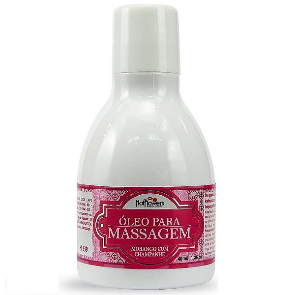 ÓLEO DE MASSAGEM MORANGO COM CHAMP. 40ml