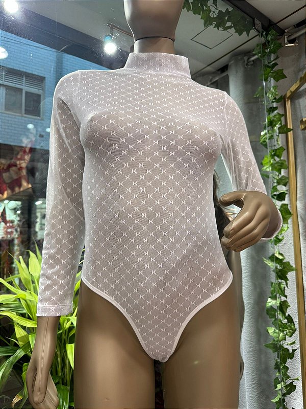 BODY LOOK EM TULE COM MANGA - BRANCO