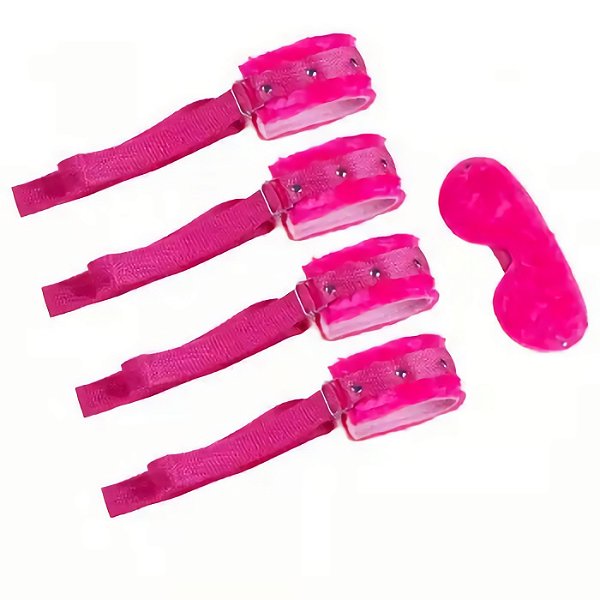 KIT BONDAGE E VENDA EM PELÚCIA ROSA