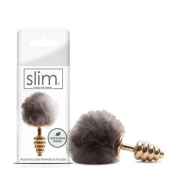 PLUG ANAL COM POMPOM DE PELÚCIA SLIM - MT046