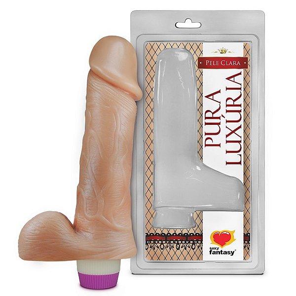 Pênis Realístico com Escroto e Vibro 18cm - PC028