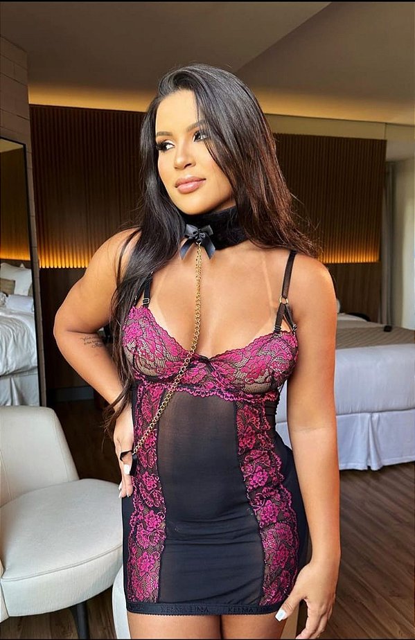 DRESS SEXY DAYANE - PRETO C/ PINK