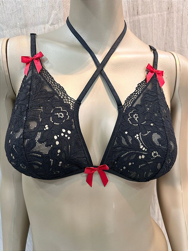 FASCINIO BRALETE - PRETO C/ LAÇO VERMELHO
