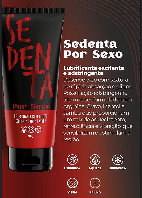 SEDENTA POR SEXO gel excitante com glitter esquenta, gela e vibra 50g