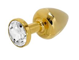 PLUG ANAL P REDONDO DOURADO PEDRA TRASPARENTE - 7052