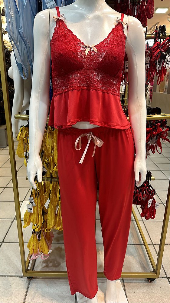 BETINA PIJAMA COM CALÇA + FIO - VERMELHO