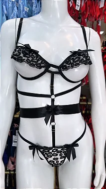 DESEJO BODY COM LAÇO - PRETO C/ TULE