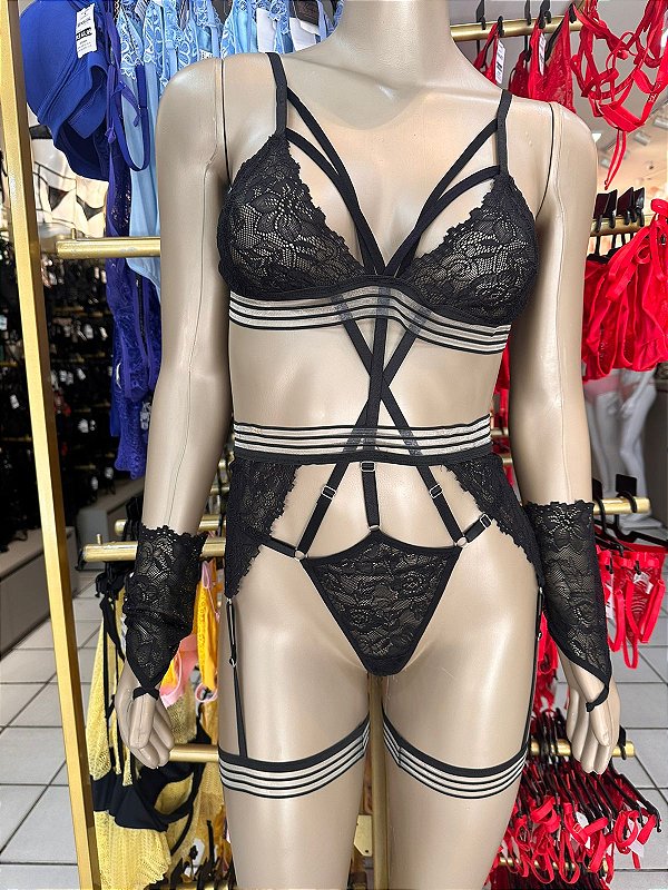 ERICA BODY C/ CINTA LIGA - PRETO