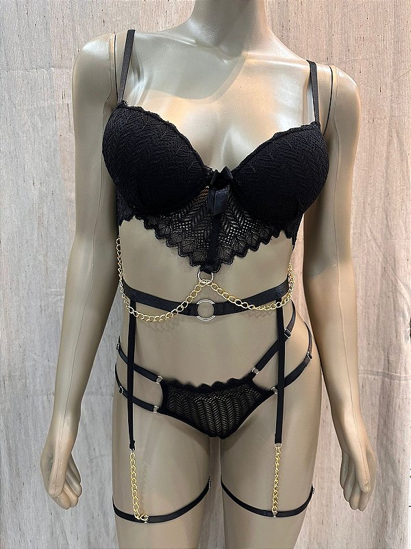 BARCELONA CONJUNTO COM CINTA LIGA - PRETO