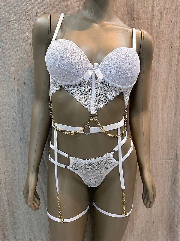 BARCELONA CONJUNTO COM CINTA LIGA - BRANCO