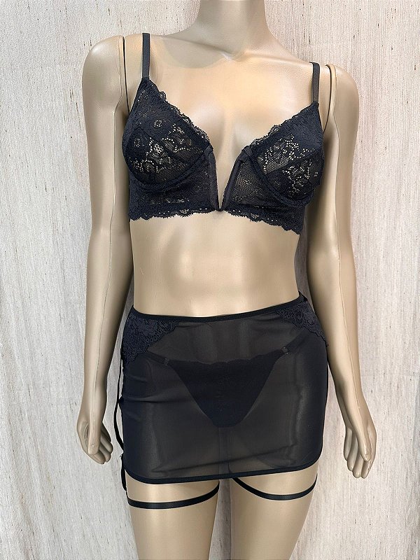 MICHELE CONJUNTO COM ARO E SAIA - PRETO