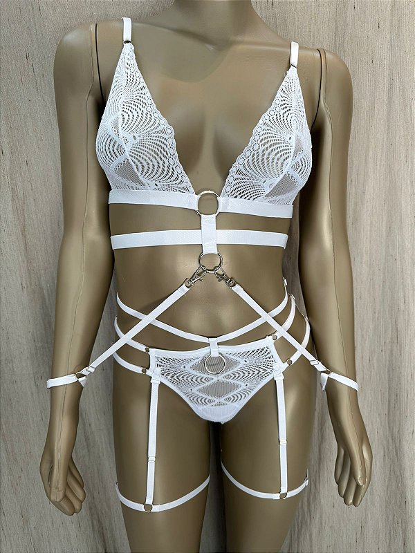 CONJUNTO ETIOPIA COM ALGEMA + CINTA LIGA - BRANCO