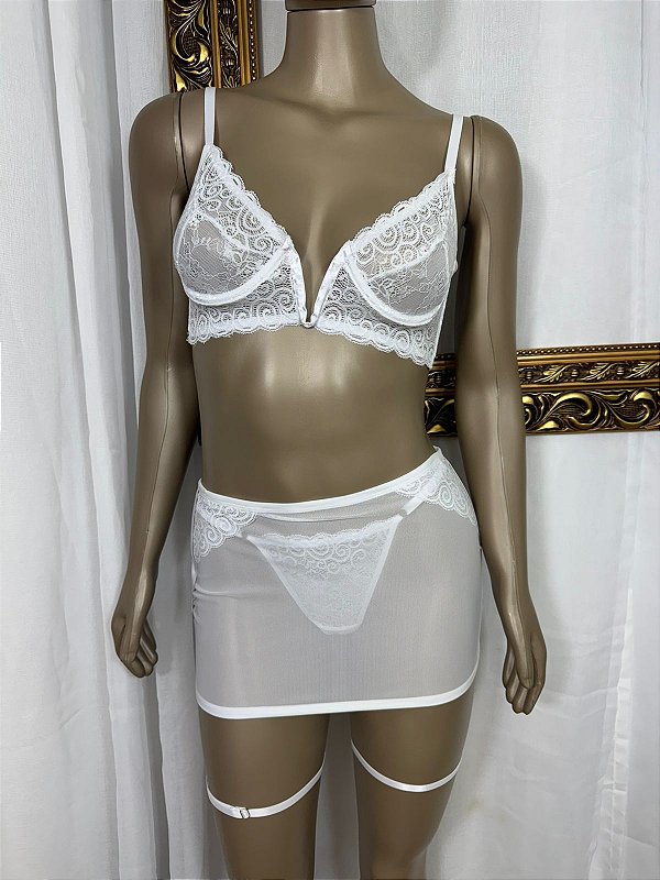 MICHELE CONJUNTO COM ARO E SAIA - BRANCO