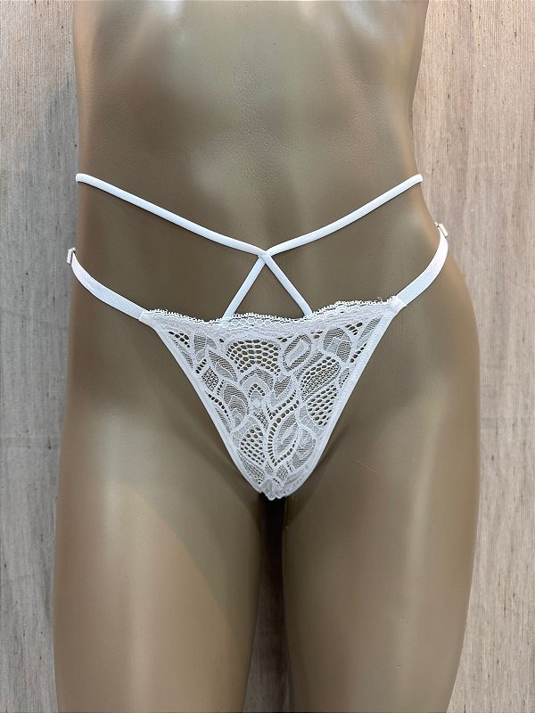 STRING FIO SEXY COM TULE - BRANCO