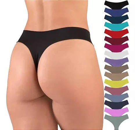 CALCINHA FIO SEM COSTURA COR BRANCO  - TAM P / M