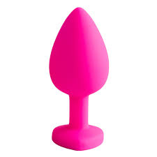 PLUG ANAL P  CORAÇÃO EM SILICONE PINK C/ PEDRA PRETO - 7205