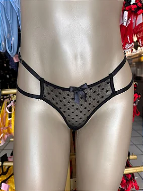 BEIJO FIO SEXY COM TULE - PRETO