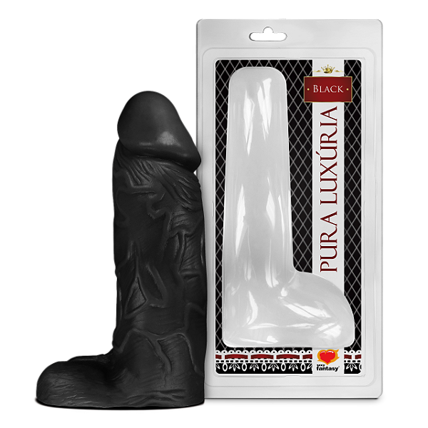 Pênis Realístico preto Maciço com Escroto 23,2cm - PAP022