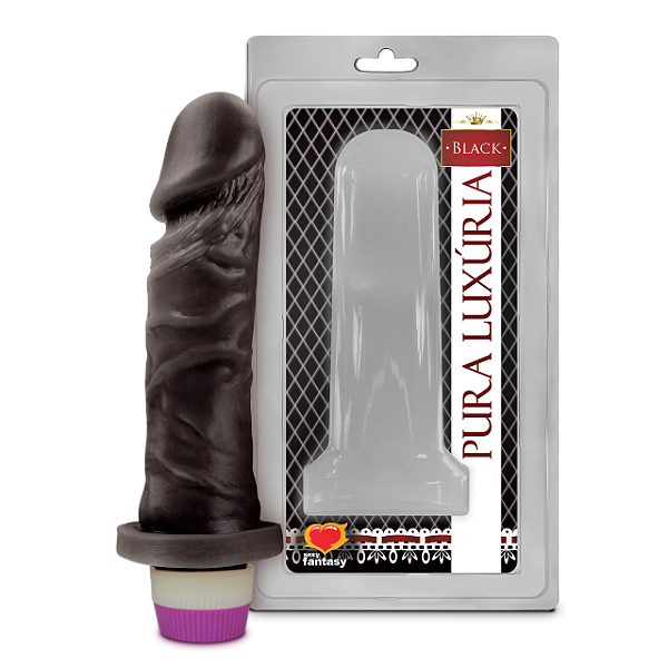 Pênis Realístico preto com Vibro 15,3cm - PCP008