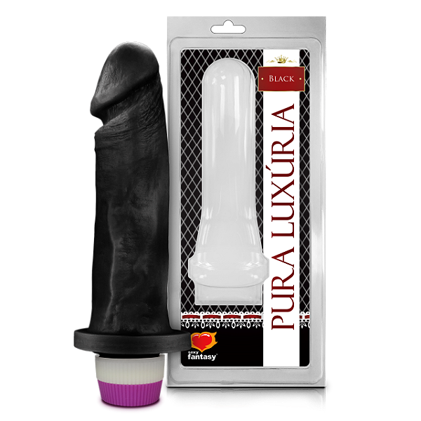 Pênis Realístico preto com Vibro 18cm - PCP014