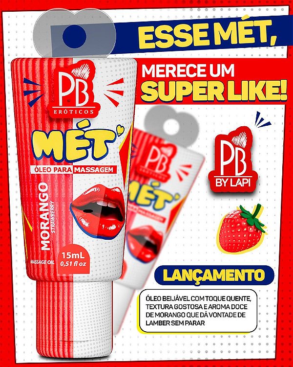 MÉT LUB MORANGO ÓLEO PARA MASSAGEM 15ml