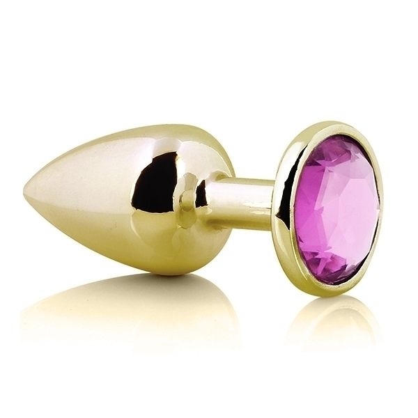 PLUG ANAL P REDONDO DOURADO PEDRA ROSA - 7052