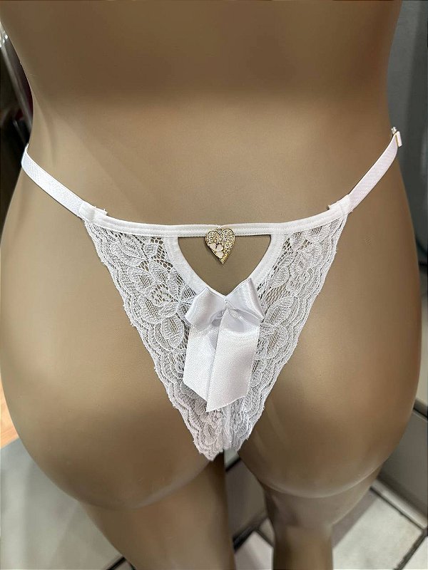 FIO RENDA COM PINGENTE HEART - BRANCO