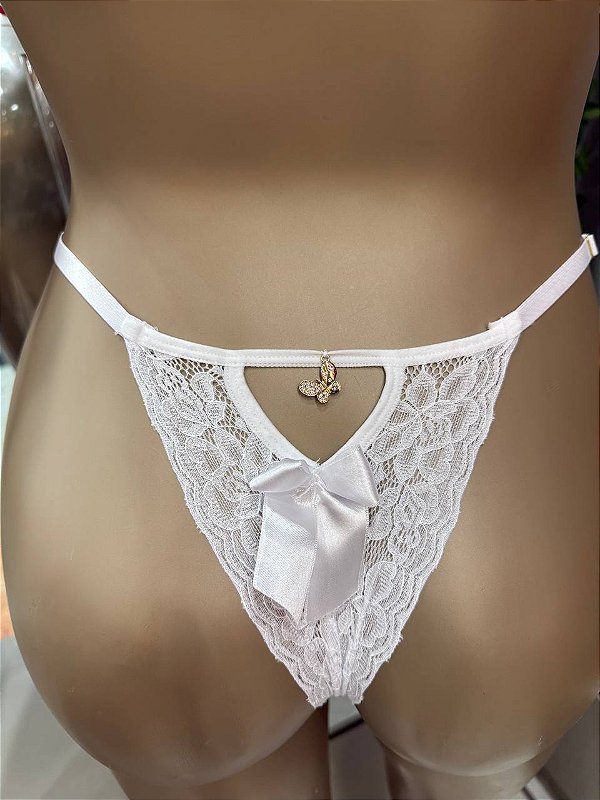 FIO RENDA COM PINGENTE STONE - BRANCO
