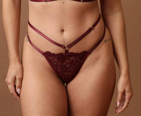 TANIA FIO SEXY RENDA E TULE - VINHO