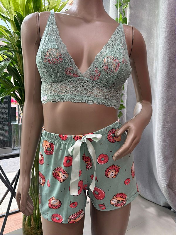 TIKTOK BABY DOOL - VERDE C/ ESTAMPA PREGUIÇA